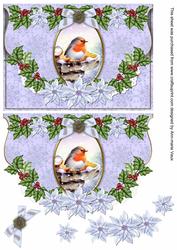 Christmas Blue Robin Fancy Flap Decoupage Step by Step Sheet