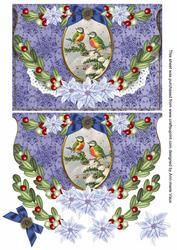 Christmas Blue Tits Fancy Flap Decoupage Step by Step Sheet