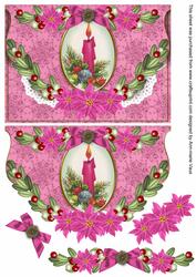 Christmas Pink Candle Flap Decoupage Step by Step Sheet