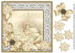 Christmas Cream Church 8in Decoupage Step by Step Sheet