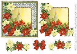 Christmas Candle Red Poinsettia Decoupage Step by Step Sheet