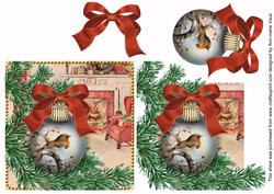 Red Robin 1 Fireplace Bauble Decoupage Step by Step Sheet