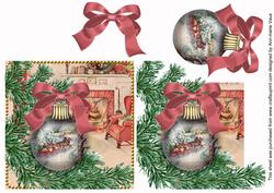 Sleighride Fireplace Bauble Decoupage Step by Step Sheet