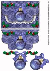 Blue Christmas Tree Bauble Flap Decoupage Step by Step Sheet