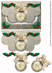 Cream Church 2 Bauble Flap Decoupage Step by Step Sheet