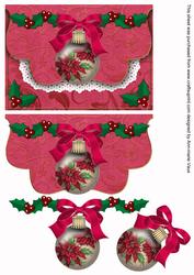 Poinsettia Duo Bauble Flap Decoupage Step by Step Sheet