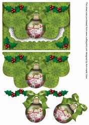 Christmas Cat Bauble Flap Decoupage Step by Step Sheet