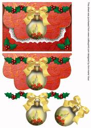 Red Candle 2 Bauble Flap Decoupage Step by Step Sheet