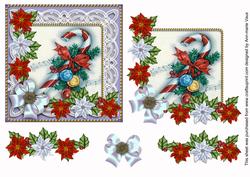 Candy Cane Poinsettias Step by Step Decoupage Sheet