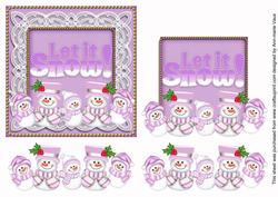 Christmas Lilac Snowmen Step by Step Decoupage Sheet