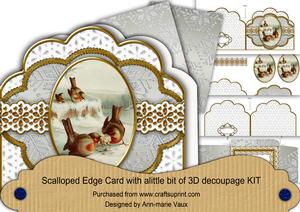 Robin Tug of Love Silver Scallop Step by Step 3D Card Kit