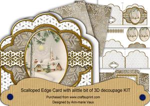 Winter Pub Grey Anglaise Scallop Step by Step 3D Card Kit