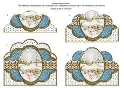 Pretty Snow Scene Blue Anglaise Scallop Bottom Stacker