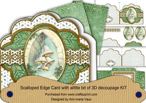 Snow Bells Green Scallop Step by Step 3D Card Kit