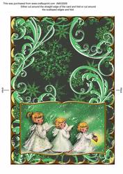 Christmas 3 Little Angels Scallop Edge Book Card