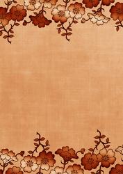 Burnt Orange Floral Metallic Edge A4 Backing Paper