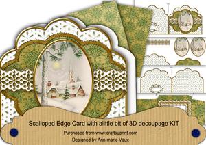 Winter Pub Gold Scallop 3D Step by Step Card Kit