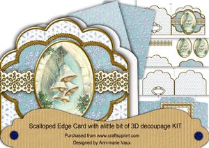 Snow Bells Blue Scallop 3D Step by Step Card Kit
