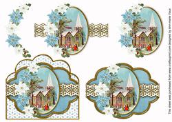 Christmas Service Blue Scallop 3D Decoupage Step by Step