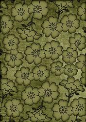 Olive All Over Floral Blossom A4 Backing Paper