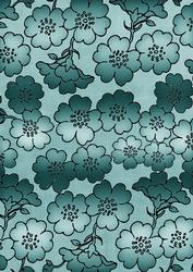 Dusky Teal Metallic All Over Floral Blossom A4 Backing Paper
