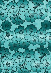 Teal Metallic All Over Floral Blossom A4 Backing Paper