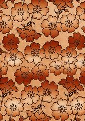 Burnt Orange Metallic Over Floral Blossom A4 Backing Paper