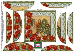 Christmas Tree Poinsettias 5in Spiral Round Stacker