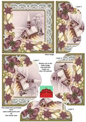 Church Lights on Plum Poinsettia 5in Scallop Bottom Stacker