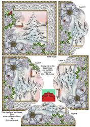 Silver Snow Tree Poinsettia 5in Scallop Bottom Stacker