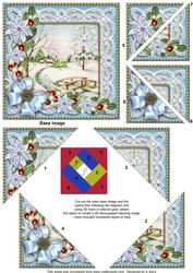 Pretty Scene Blue Poinsettia 5in Triangle Spiral Stacker