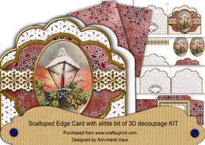 Christmas Lantern 2 Red Scallop Step by Step Card Kit