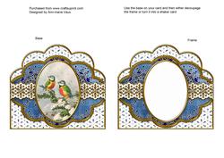 Blue Tits Snowflake Anglaise Scallop Card Shaker Frame