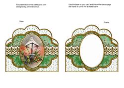 Christmas Lantern 2 Green Scallop Card Shaker Frame
