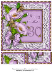 Lilac Poppy Butterfly 30th Birthday 8in Picture Topper