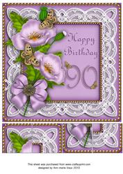 Lilac Poppy Butterfly 90th Birthday 8in Picture Topper