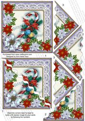 Candy Cane Poinsettia 5in Scallop Triangle Stacker