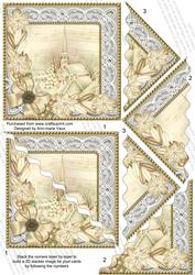 Cream Village Church Poinsettia 5in Scallop Triangle Stacker