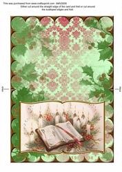 Christmas Bible and Holly Scallop Edge Book Card