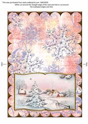 Christmas Snow Tree Scallop Edge Book Card