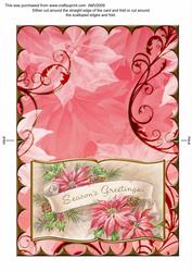 Christmas Poinsettia Greetings Scallop Edge Book Card