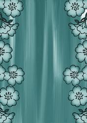 Dusky Teal Painted Blossom Edge A4 Backing Paper