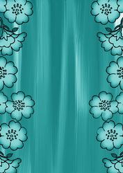 Teal Painted Blossom Edge A4 Backing Paper