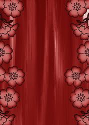 Dark Red Painted Blossom Edge A4 Backing Paper