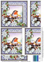 Blue Robin Flake Poinsettia 5in One Side Stacker