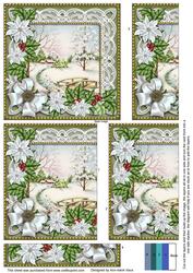Pretty Snow Scene Green Poinsettia 5in One Side Stacker