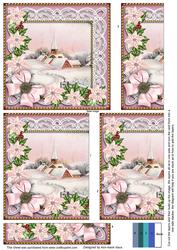 Pink Snow Church Poinsettia 5in One Side Stacker