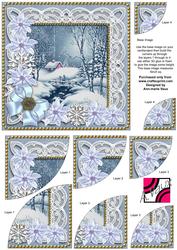 Blue Winter Walk Ice Poinsettia 6in Duo Corner Stacker