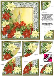 Red Poinsettia Candle 6in Duo Corner Stacker