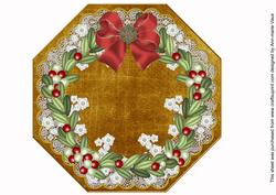 Mistletoe White Dark Gold Lace Octagon 8inch Picture Sheet